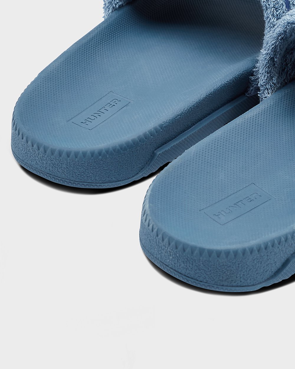 Klapki Damskie - Hunter Original Terry Towelling Logo Adjustable - Niebieskie - XEVM-74519